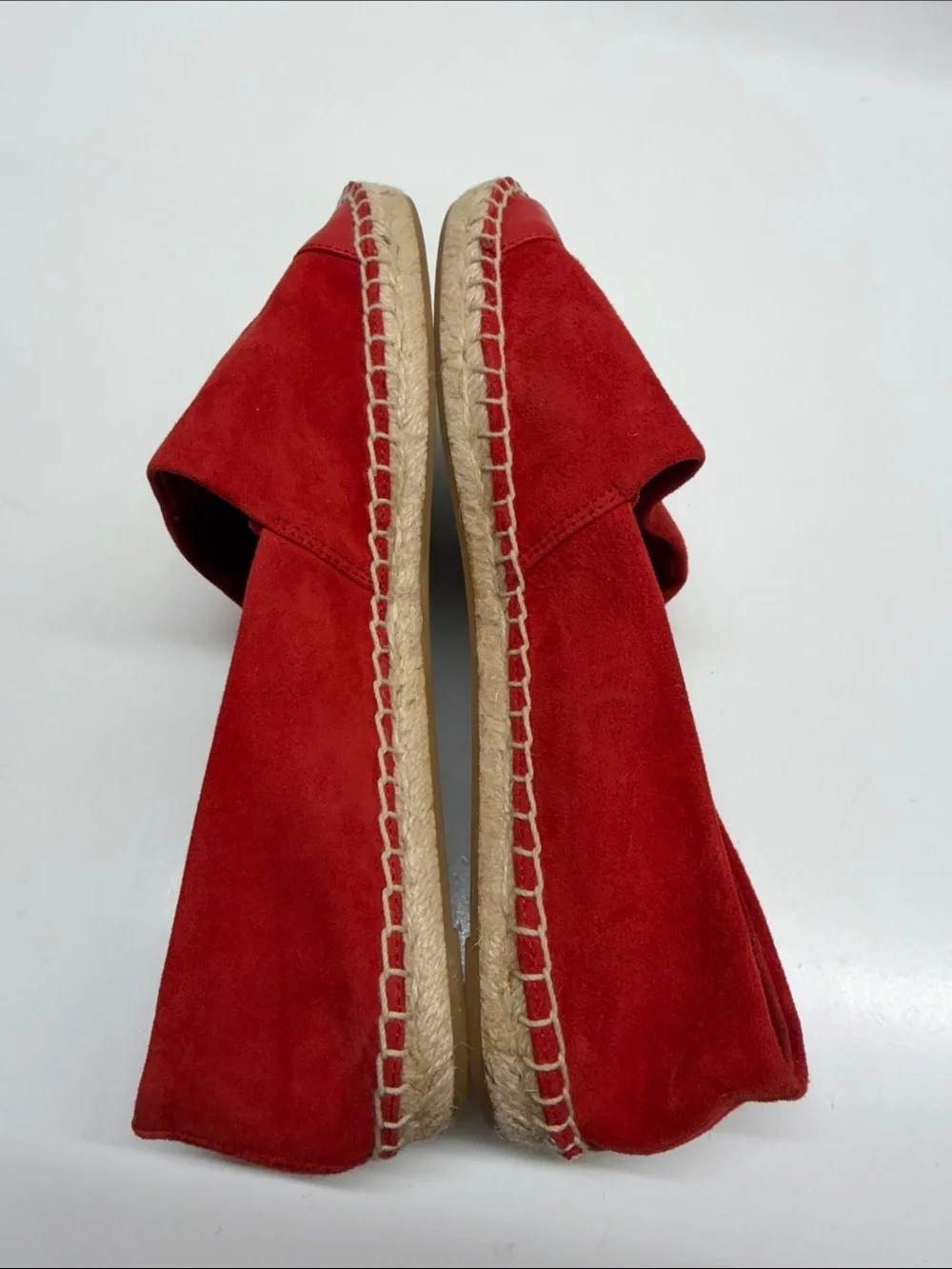 Tory Burch Colorblock Espadrilles Flats Shoes Slip On Suede Leather Red Size 8.5
